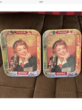 2 Vintage Coca-Cola Trays Original 1953 "Thirst Has No Season" serving tray COKE